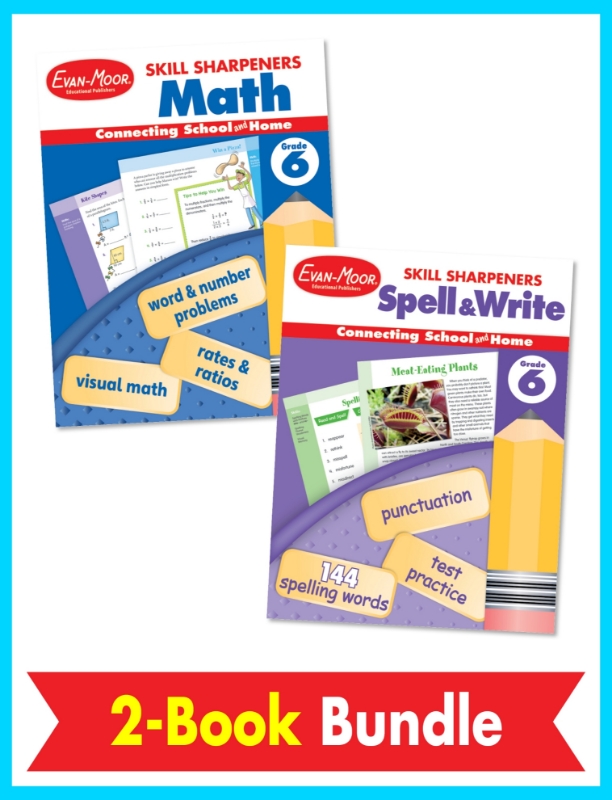 Skill Sharpeners Math and Spelling Bundle, Grade 6